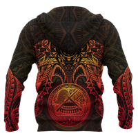 American Samoa Polynesian Hoodie Red Turtle Manta Ray - Polynesian Pride
