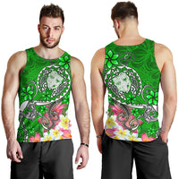 Fiji Men's Tank Top - Turtle Plumeria (Green) - Polynesian Pride