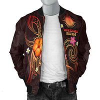 Marshall Islands Polynesian Men's Bomber Jacket - Legend of Marshall Islands (Red) - Polynesian Pride