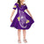 Cook Islands Tatau Short Sleeves Dress KID Symbolize Passion Stars Polynesian Turtle Purple LT13