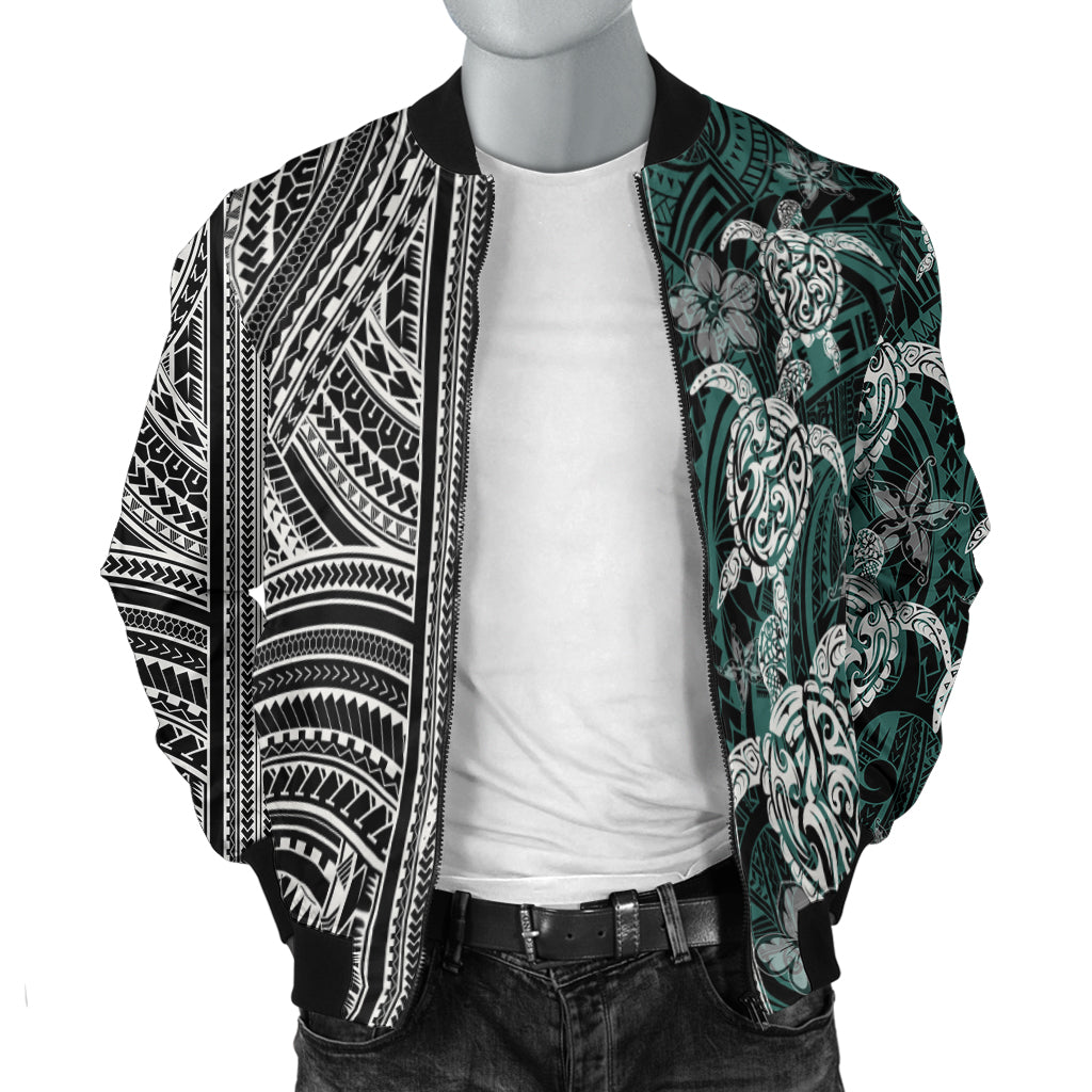 Polynesian Bomber Jacket - Turtle With Ethnic Motives And Floral Elements - LT20 - Polynesian Pride