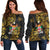 Fiji Women's Off Shoulder Sweaters - Abstract Style Black - Polynesian Pride