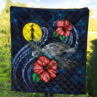 New Caledonia Polynesian Premium Quilt - Blue Turtle Hibiscus - Polynesian Pride