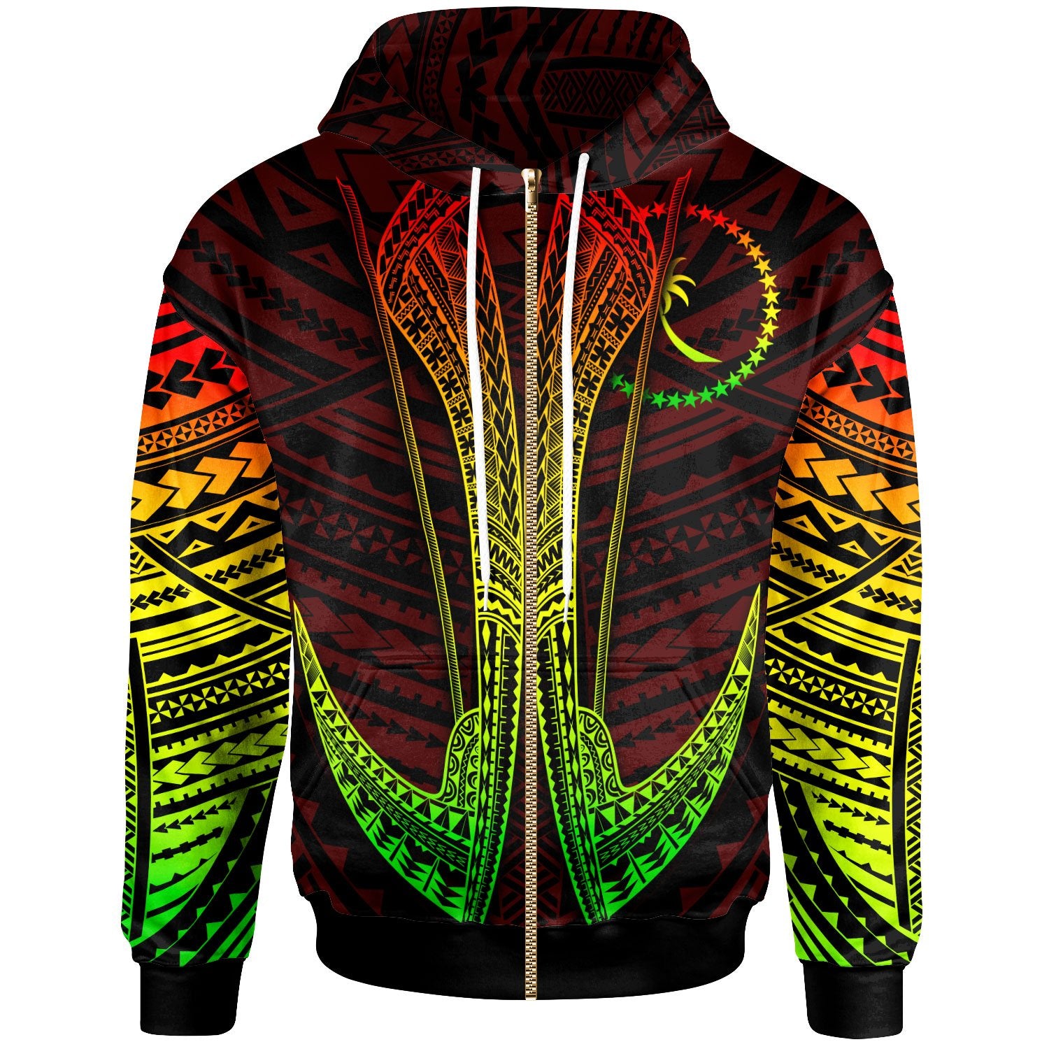 Chuuk Custom Zip Hoodie Fish Hook Unisex Red - Polynesian Pride