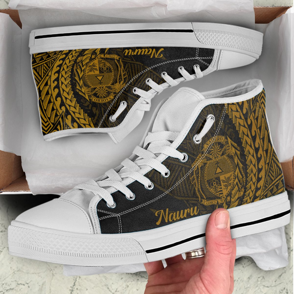 Nauru High Top Shoes - Wings Style - Polynesian Pride