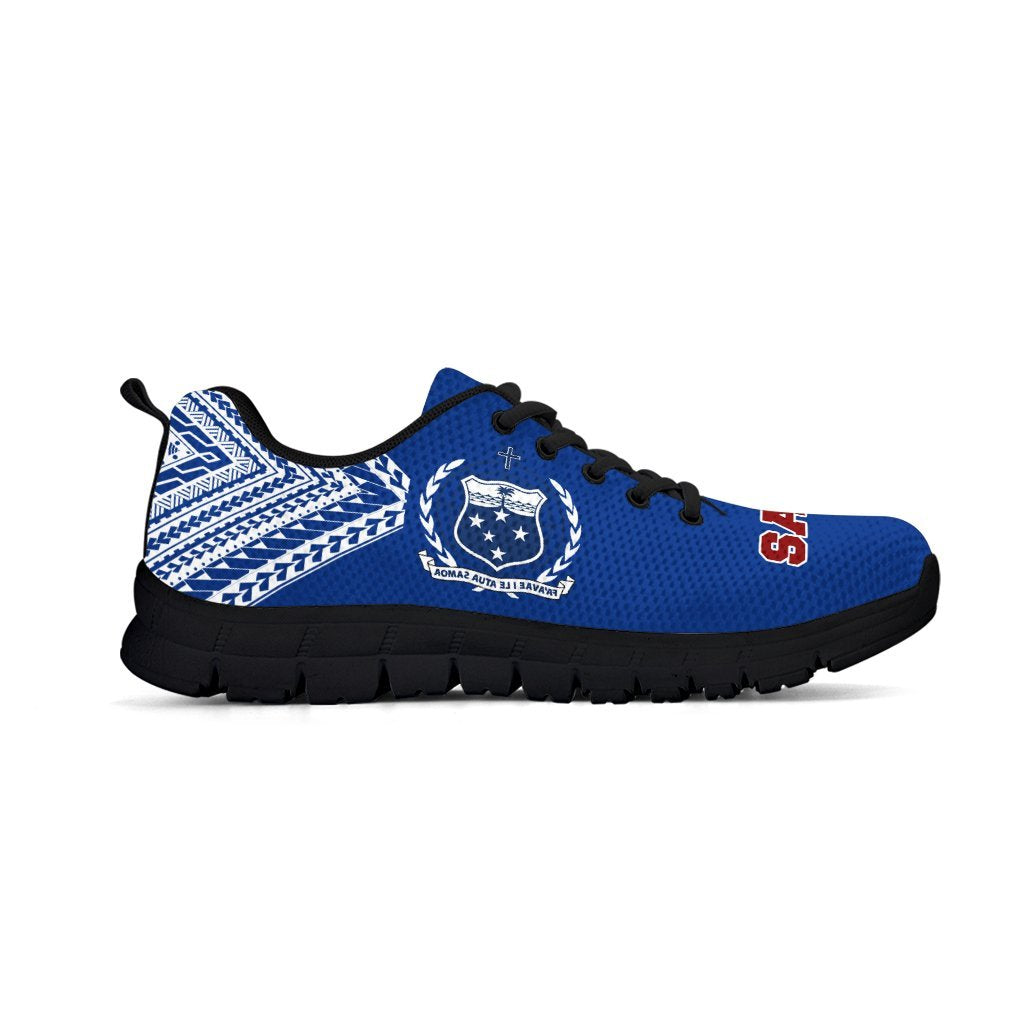 Samoa Athletic Sneakers - Samoa Coat Of Arms Polynesian Tattoo Behind - A0 - Polynesian Pride