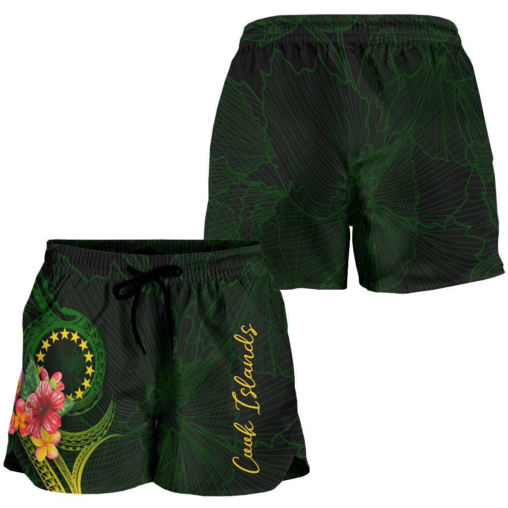 Cook Islands Polynesian Women's Shorts - Floral With Seal Flag Color - Polynesian Pride