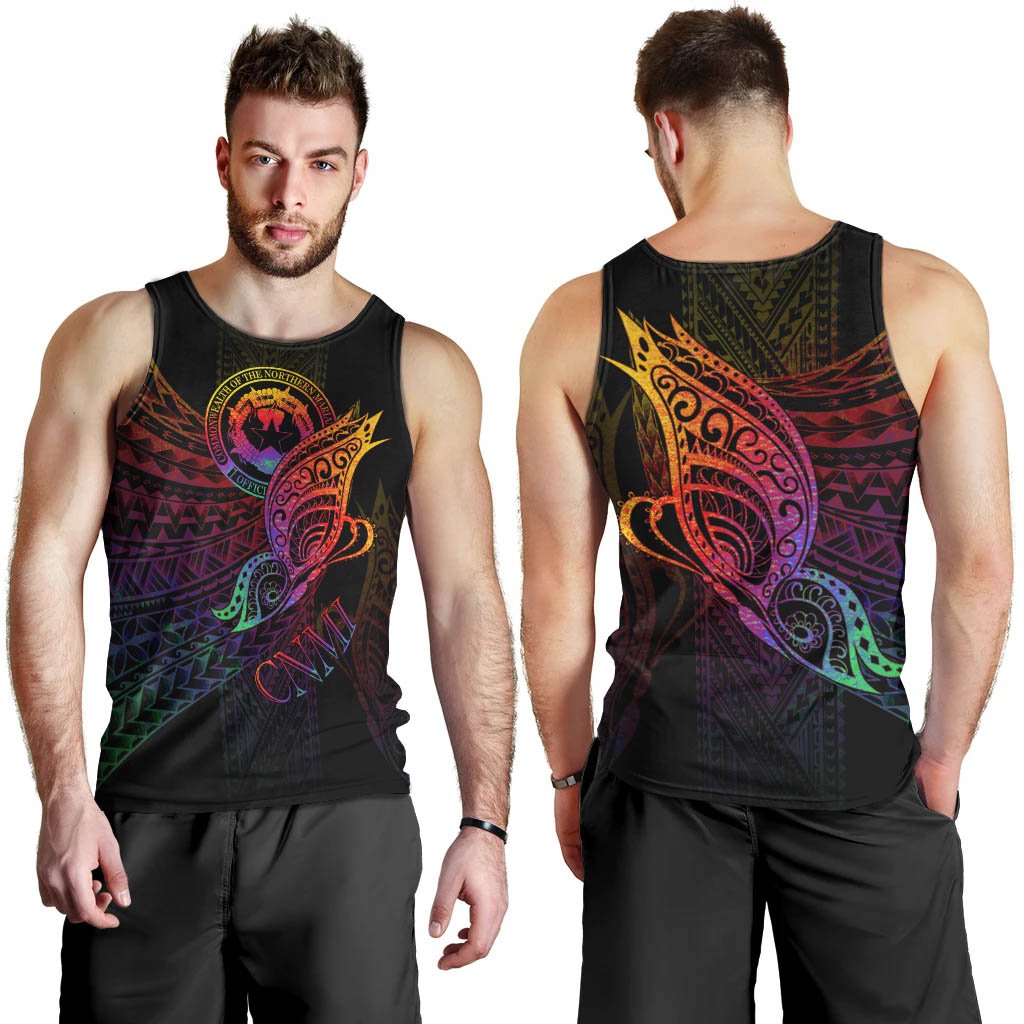 Northern Mariana Islands Men Tank Top - Butterfly Polynesian Style - Polynesian Pride