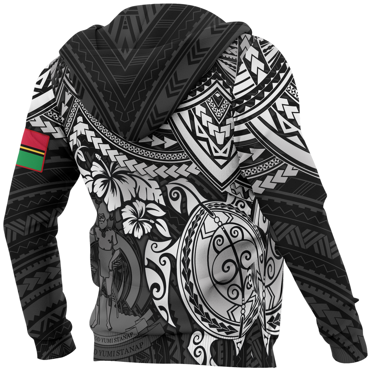 Vanuatu Polynesian Zip up Hoodie White Turtle - Polynesian Pride