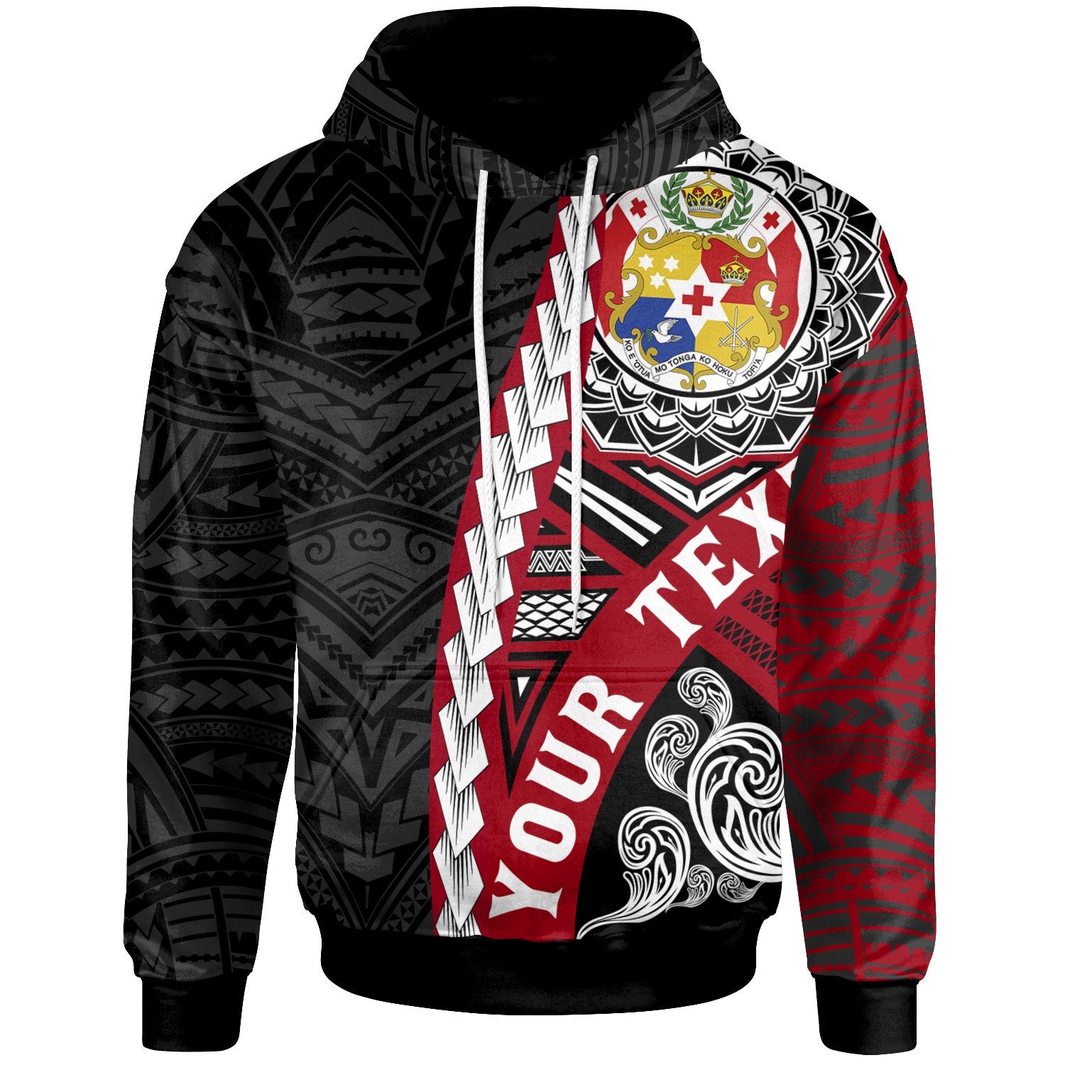 Tonga Polynesian Custom Hoodie Wave Tattoo Unisex Black - Polynesian Pride