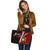 Tonga Polynesian Custom Personalised Leather Tote Bag - Coat Of Arm With Hibiscus - Polynesian Pride