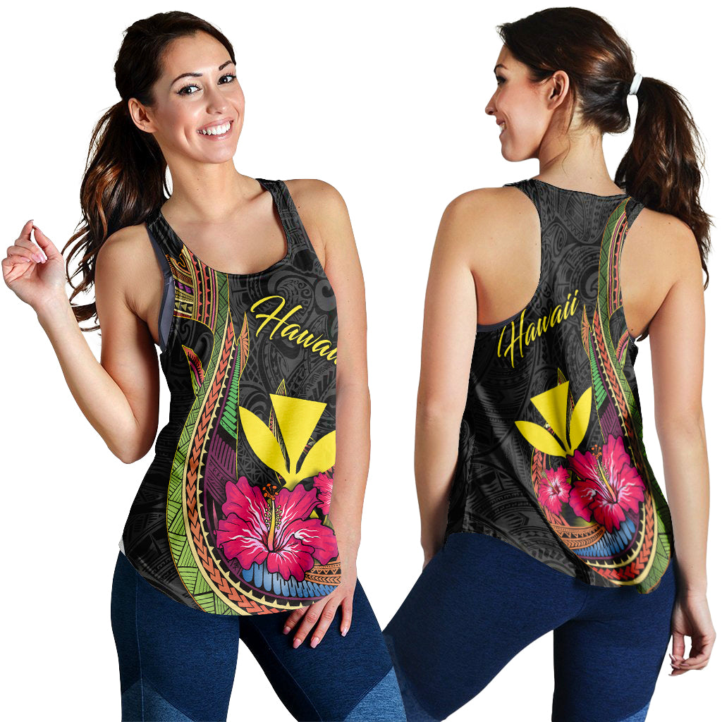 Hawaii Polynesian Fish Hook Hibiscus Women Tank Top - LT12 - Polynesian Pride
