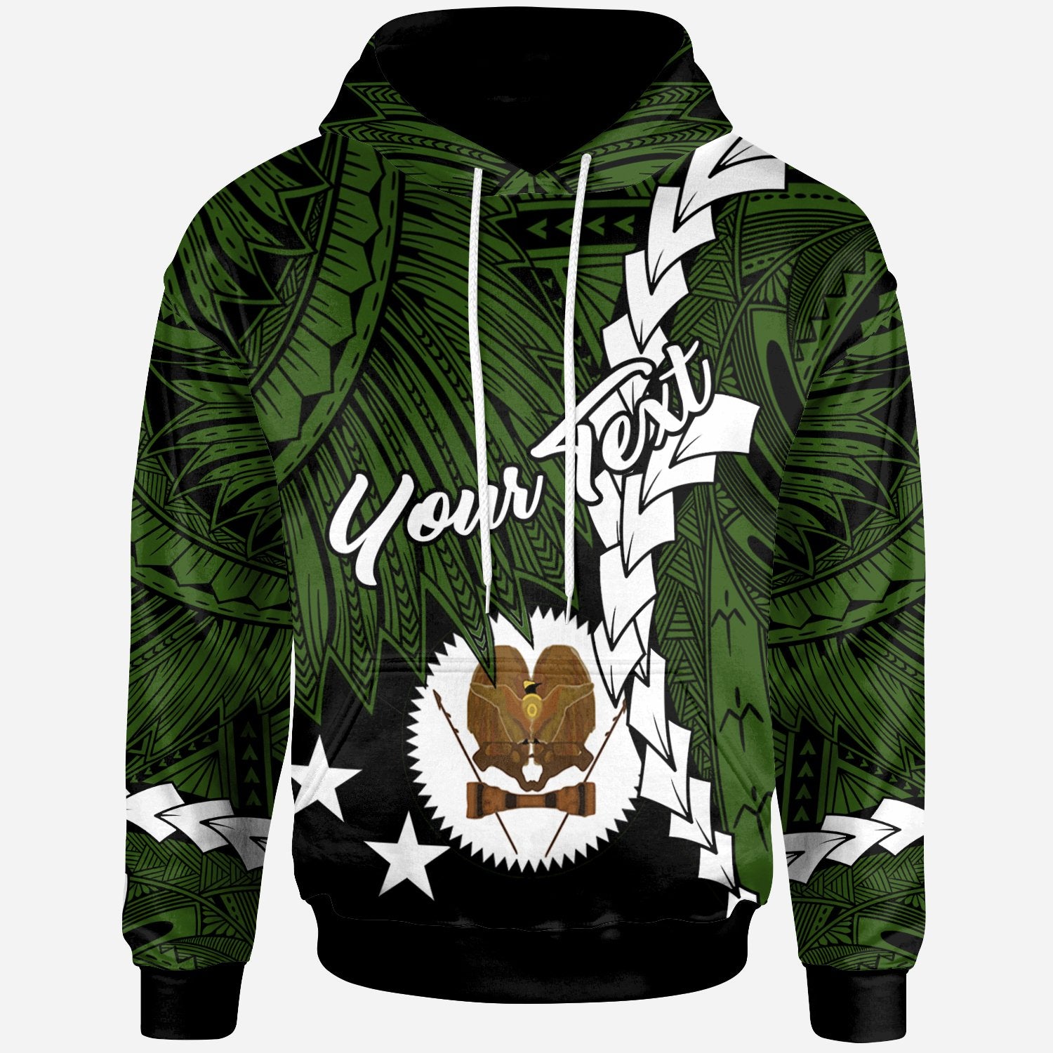 Papua New Guinea Western Highlands Province Polynesian Custom Hoodie Tribal Wave Tattoo Unisex Green - Polynesian Pride