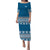 NE Fiji Bula Dress Ancient Tropical Pattern Puletasi Dress Ver.04 LT14 Blue - Polynesian Pride