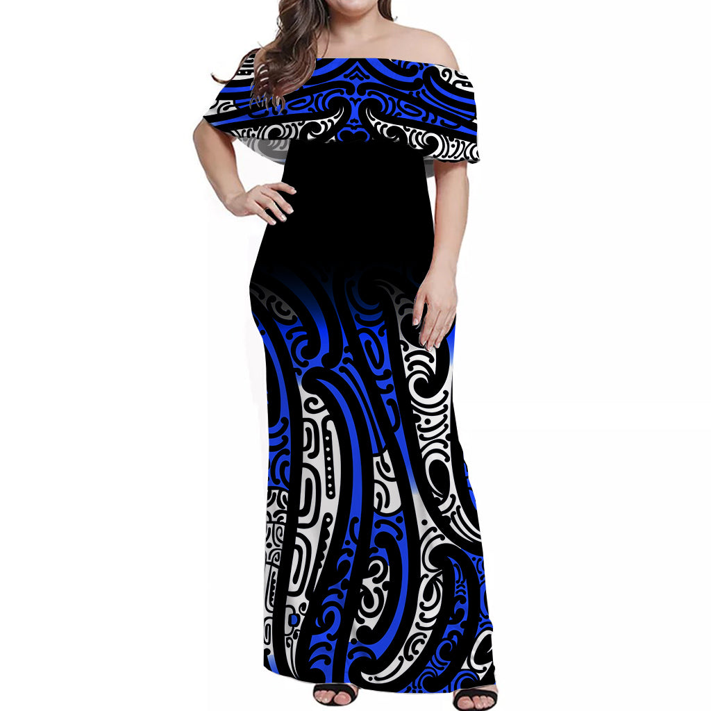 white christmas dresses New Zealand Off Shoulder Long Dress Maori NZ Unique Blue LT13