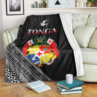 Tonga Premium Blanket Tongan Pattern Blithesome Version Black LT13 White - Polynesian Pride