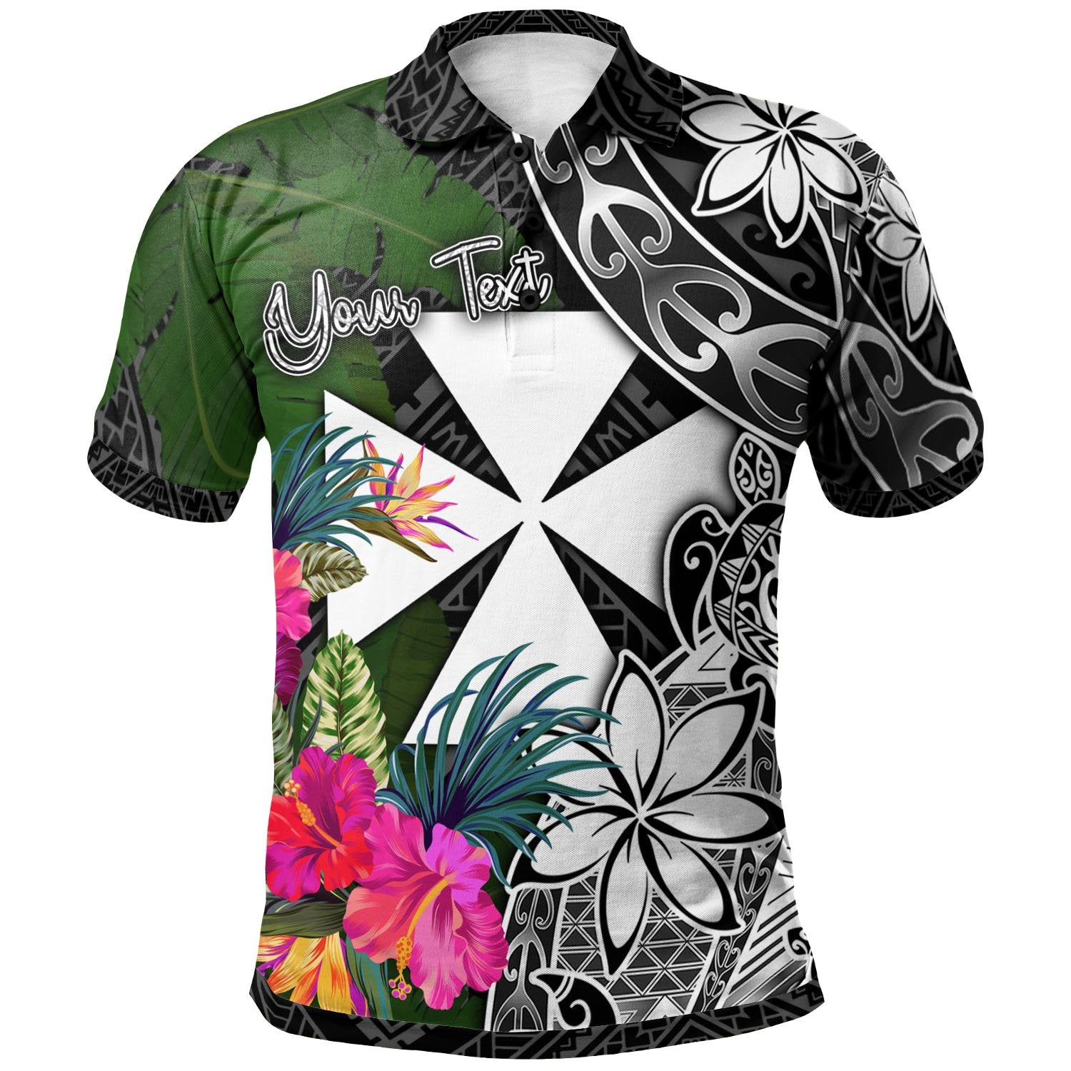 Wallis and Futuna Custom Polo Shirt Turtle Plumeria Banana Leaf Unisex Black - Polynesian Pride