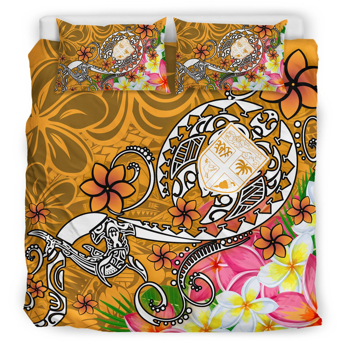 Fiji Bedding Set - Turtle Plumeria (Gold) - Polynesian Pride