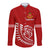 (Custom Personalised) Lion Kolisi Tonga Hawaii Long Sleeve Button Shirt Atele - Year Class and Your Text LT13 Unisex Red - Polynesian Pride