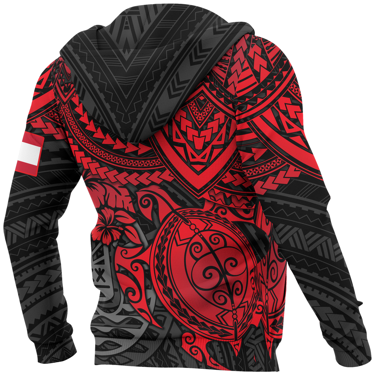 Tahiti Polynesian Hoodie (Zip up) Red Turtle - Polynesian Pride