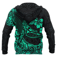 Polynesian Hawaii Hoodie Polynesian Turquoise Humpback Whale - Polynesian Pride