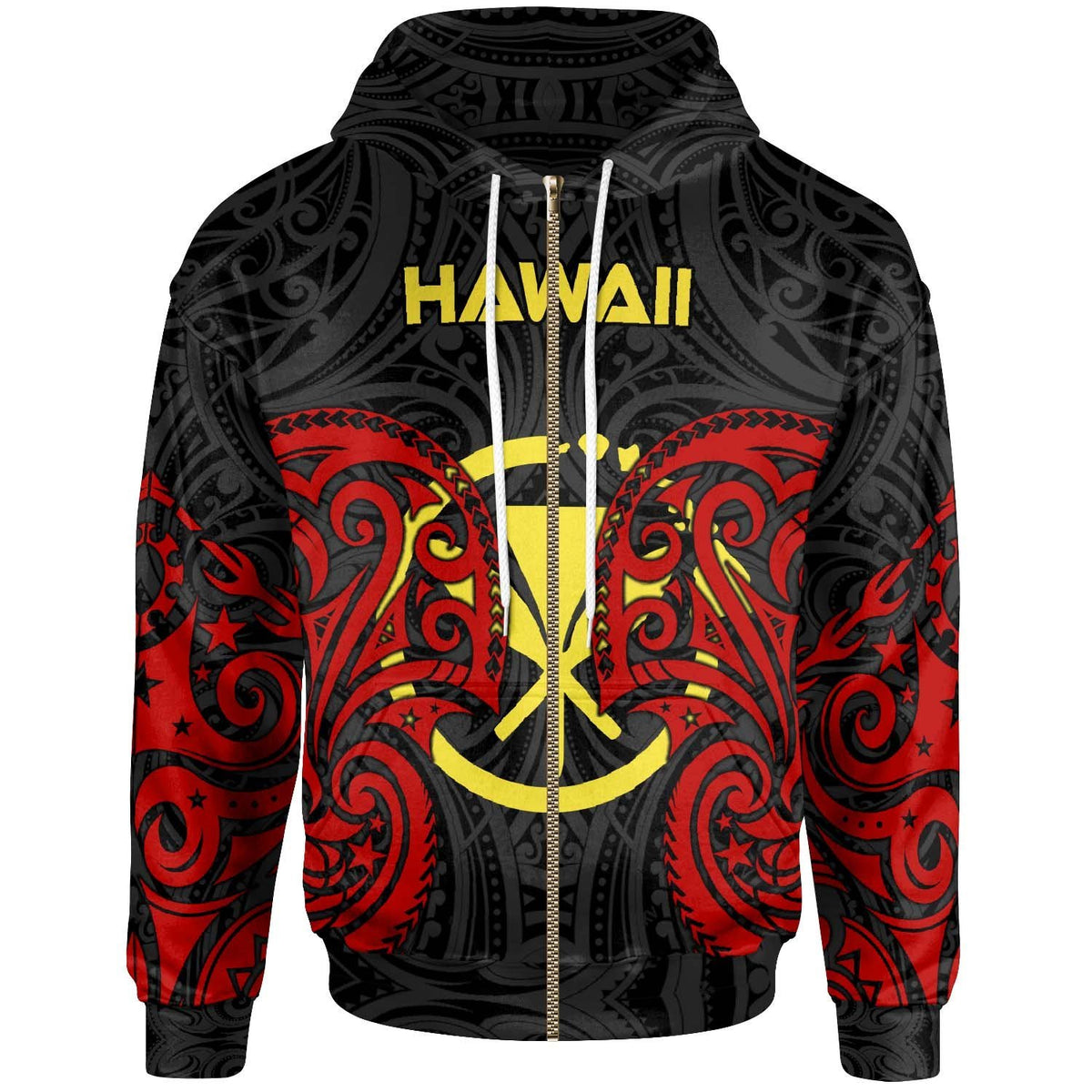 Polynesian Custom Hawaii Zip up Hoodie Hawaiian Spirit Unisex Red - Polynesian Pride