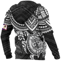 American Samoa Polynesian Hoodie (Zip up) Black Turtle - Polynesian Pride