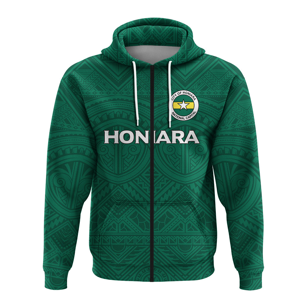 Custom Solomon Islands Honiara Zip Hoodie Tribal Pattern LT12 - Polynesian Pride