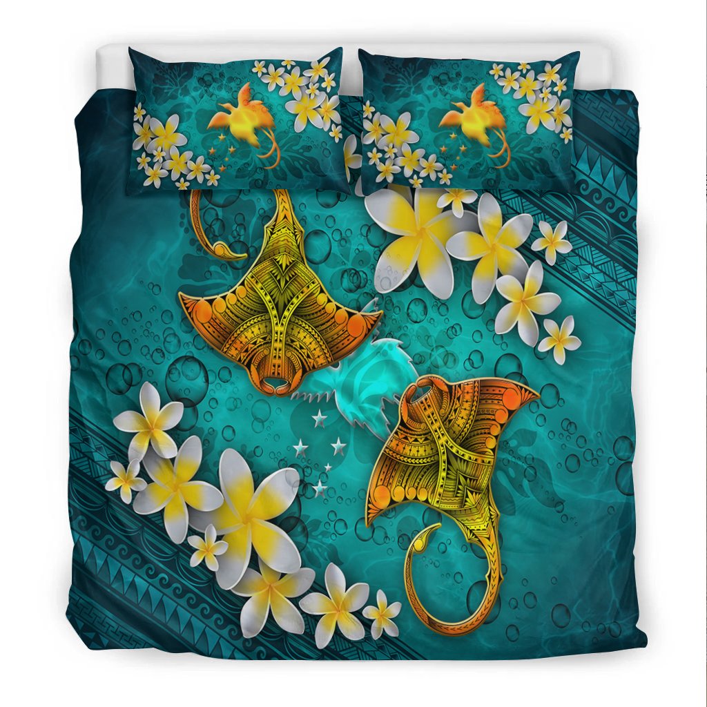 Papua New Guinea Polynesian Bedding Set - Manta Ray Ocean - Polynesian Pride