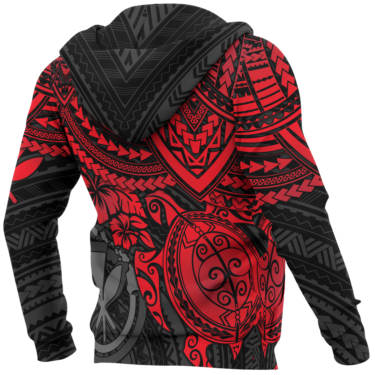 Polynesian Hawaii Hoodie Red Turtle - Polynesian Pride