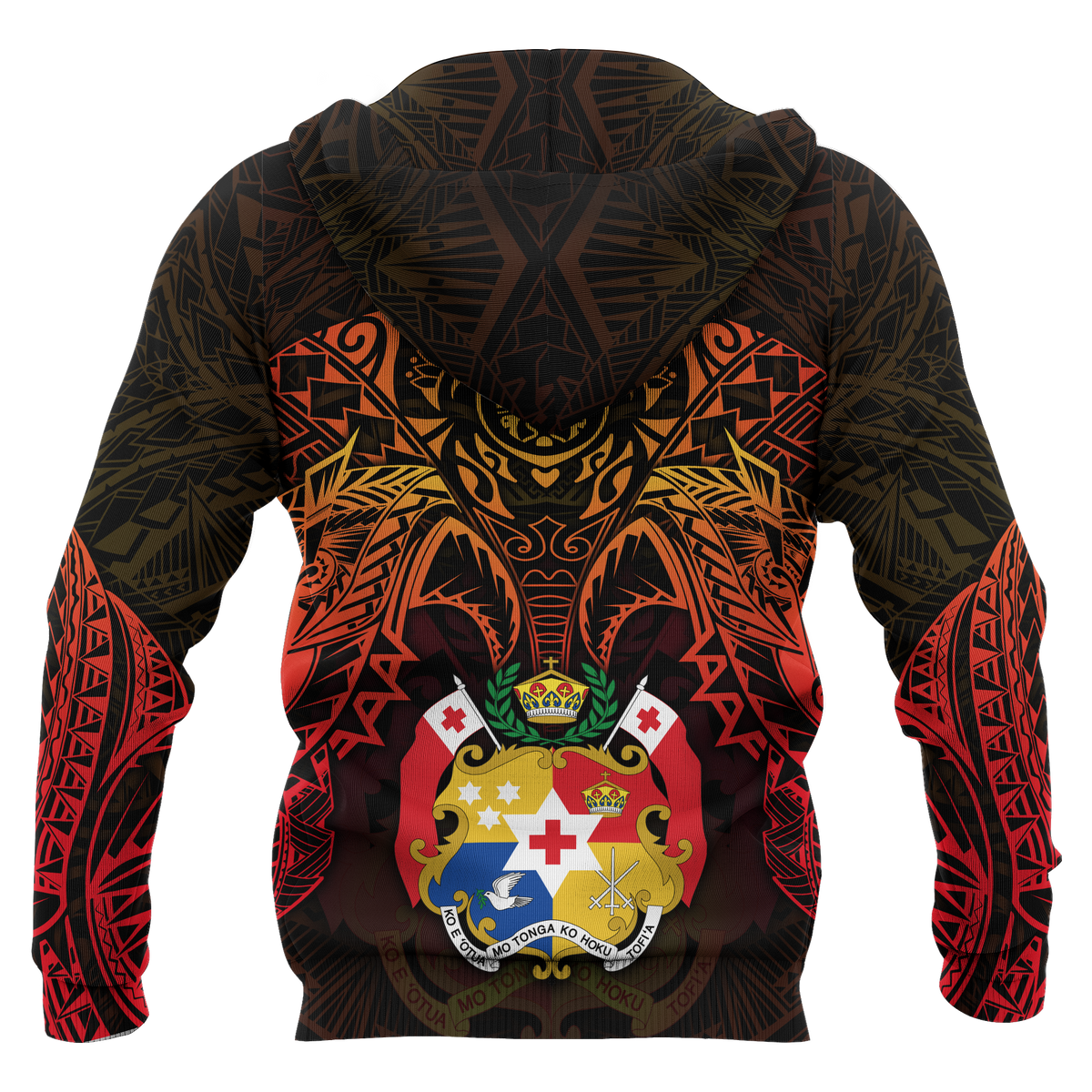 Tonga Polynesian Hoodie (Zip up) Red Manta Ray - Polynesian Pride