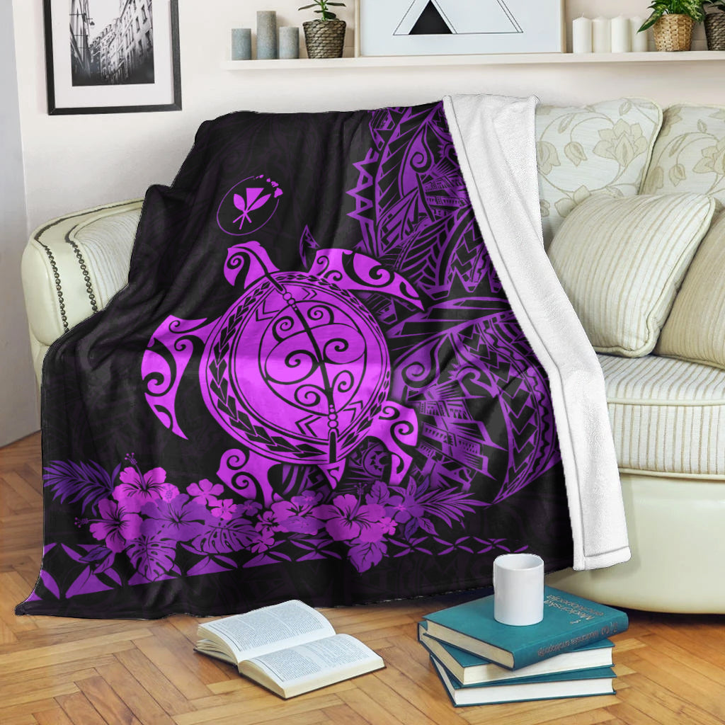 Hawaii Polynesian Premium Blanket Purple Sea Turtles Hawaiian LT13 - Polynesian Pride