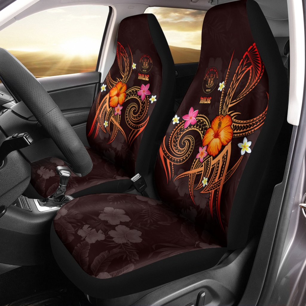 Niue Polynesian Car Seat Covers - Legend of Niue (Red) Universal Fit Red - Polynesian Pride