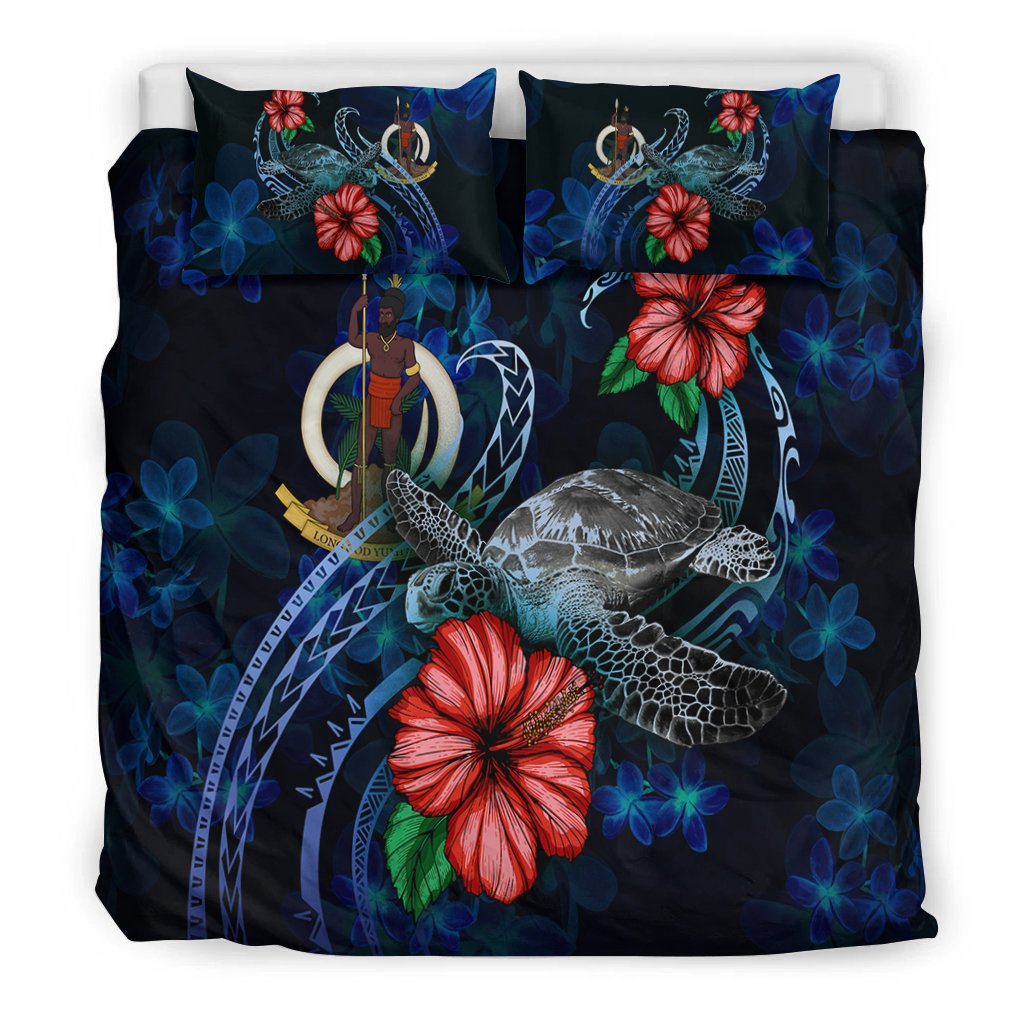 Vanuatu Polynesian Bedding Set - Blue Turtle Hibiscus - Polynesian Pride