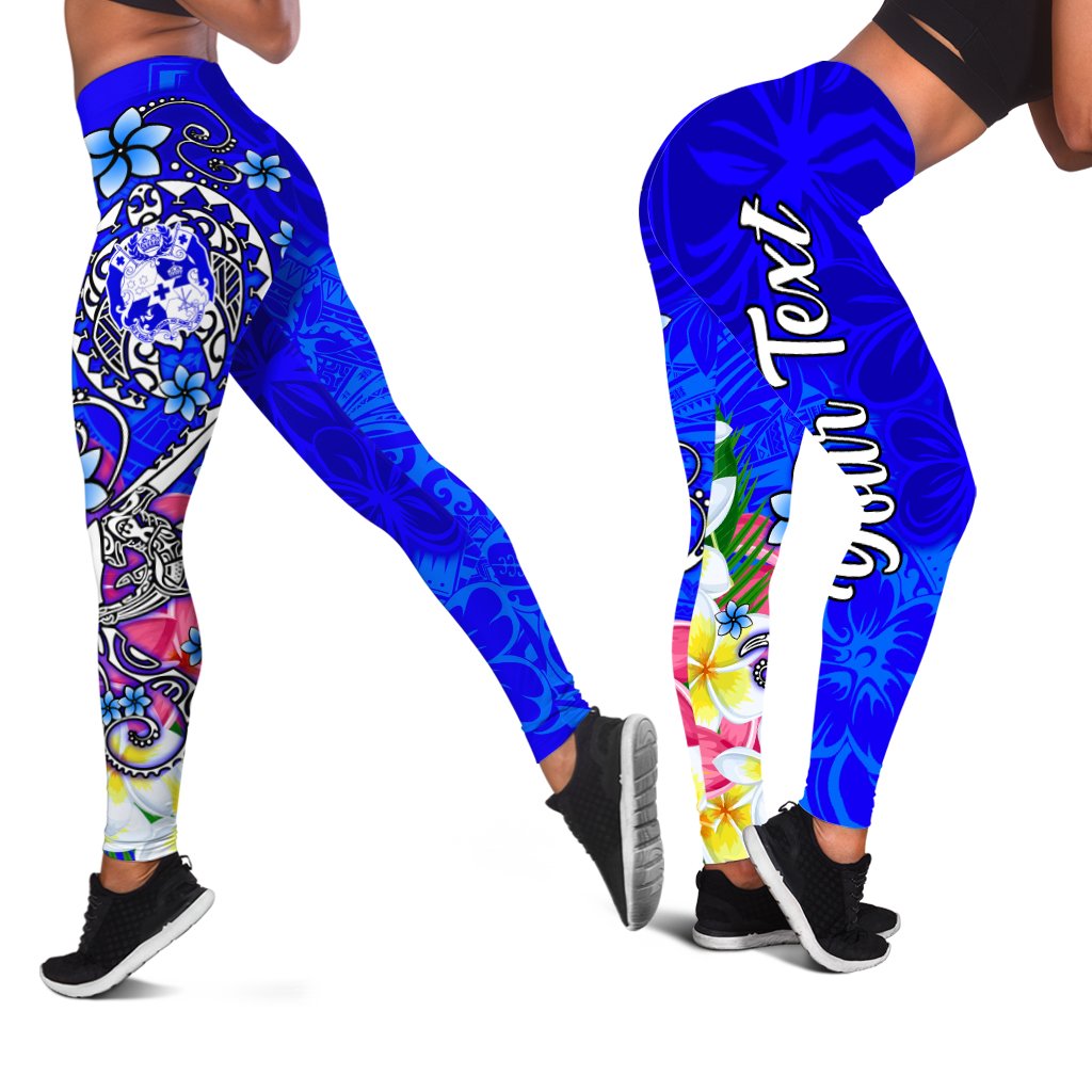 Tonga Custom Personalised Legging - Turtle Plumeria (BLUE) Blue - Polynesian Pride