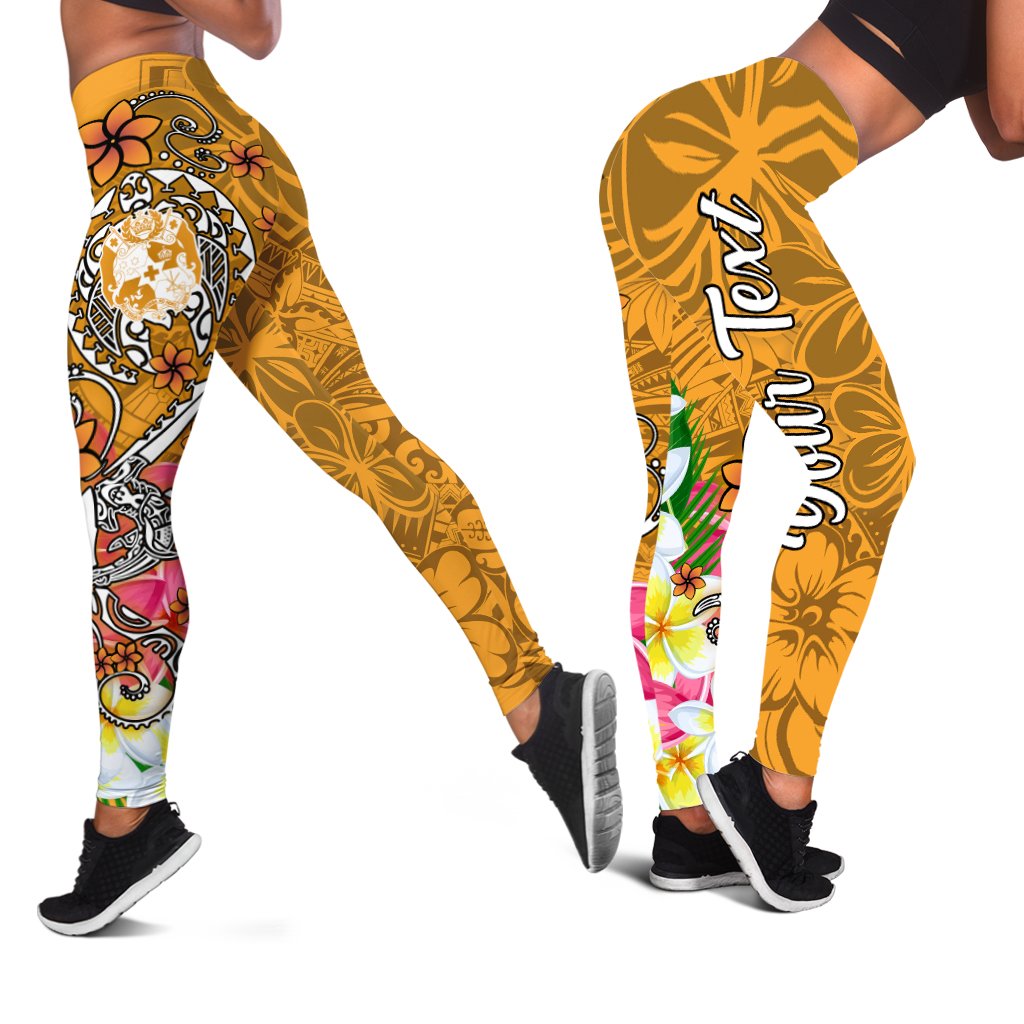 Tonga Custom Personalised Legging - Turtle Plumeria (GOLD) Gold - Polynesian Pride