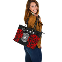 American Samoa Polynesian Custom Personalised Large Leather Tote - American Samoan Spirit - Polynesian Pride