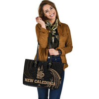 New Caledonia Polynesian Leather Tote Bag - Gold Tribal Wave - Polynesian Pride