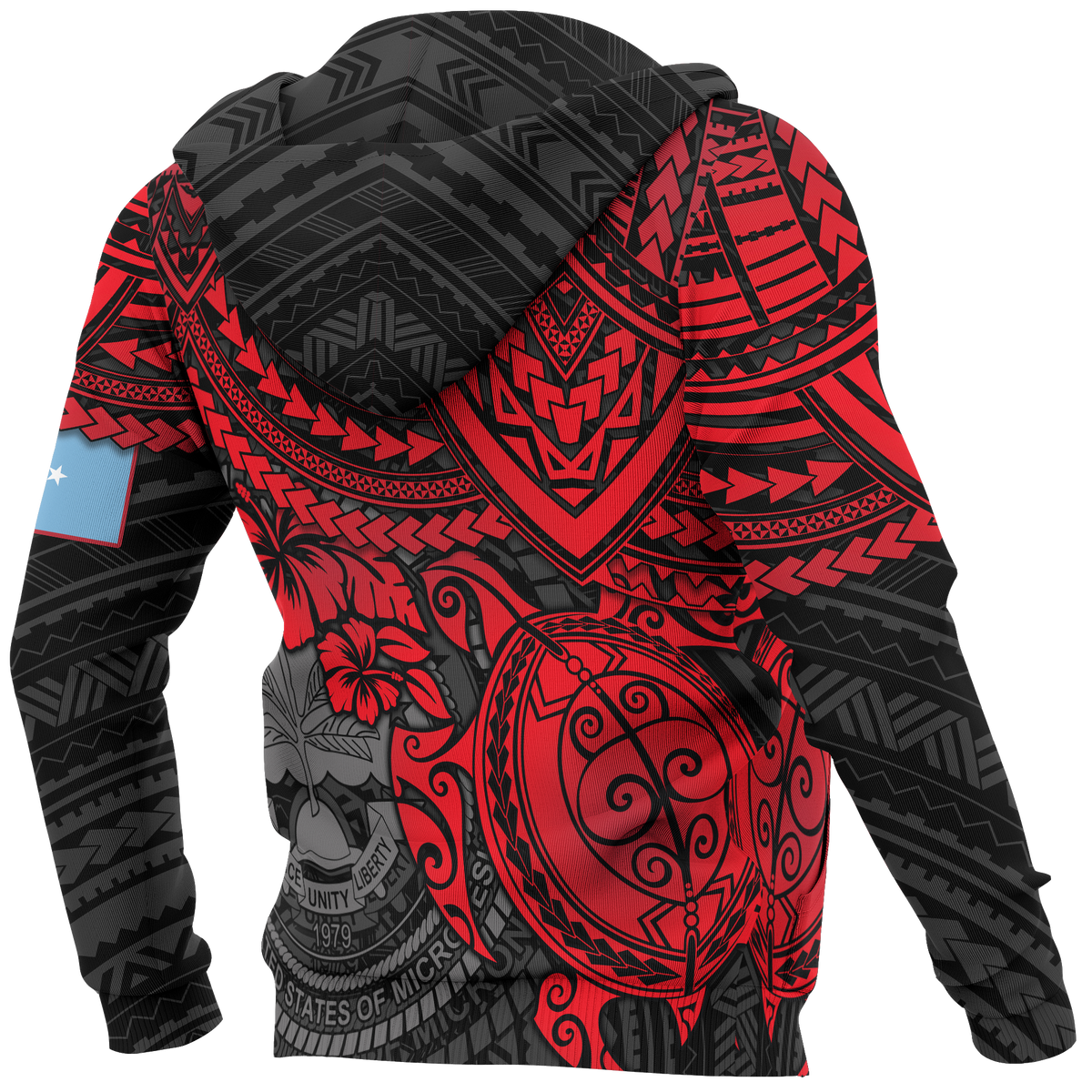 Federated States of Micronesia Hoodie (Zip up) Red Turtle - Polynesian Pride