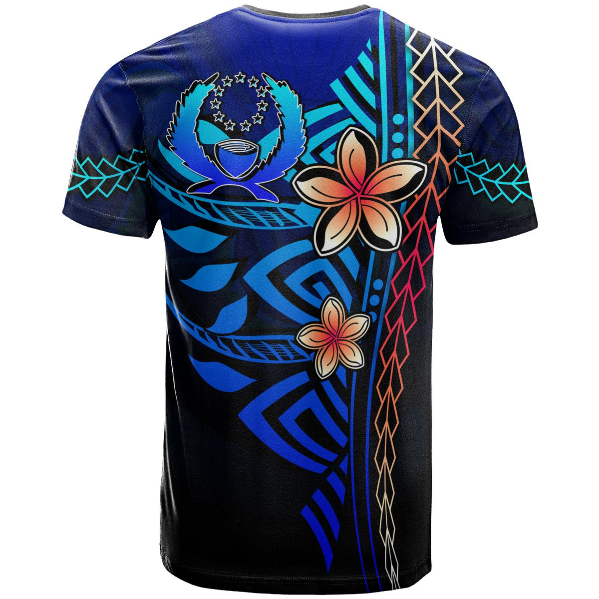 Pohnpei T Shirt Blue Vintage Tribal Mountain - Polynesian Pride