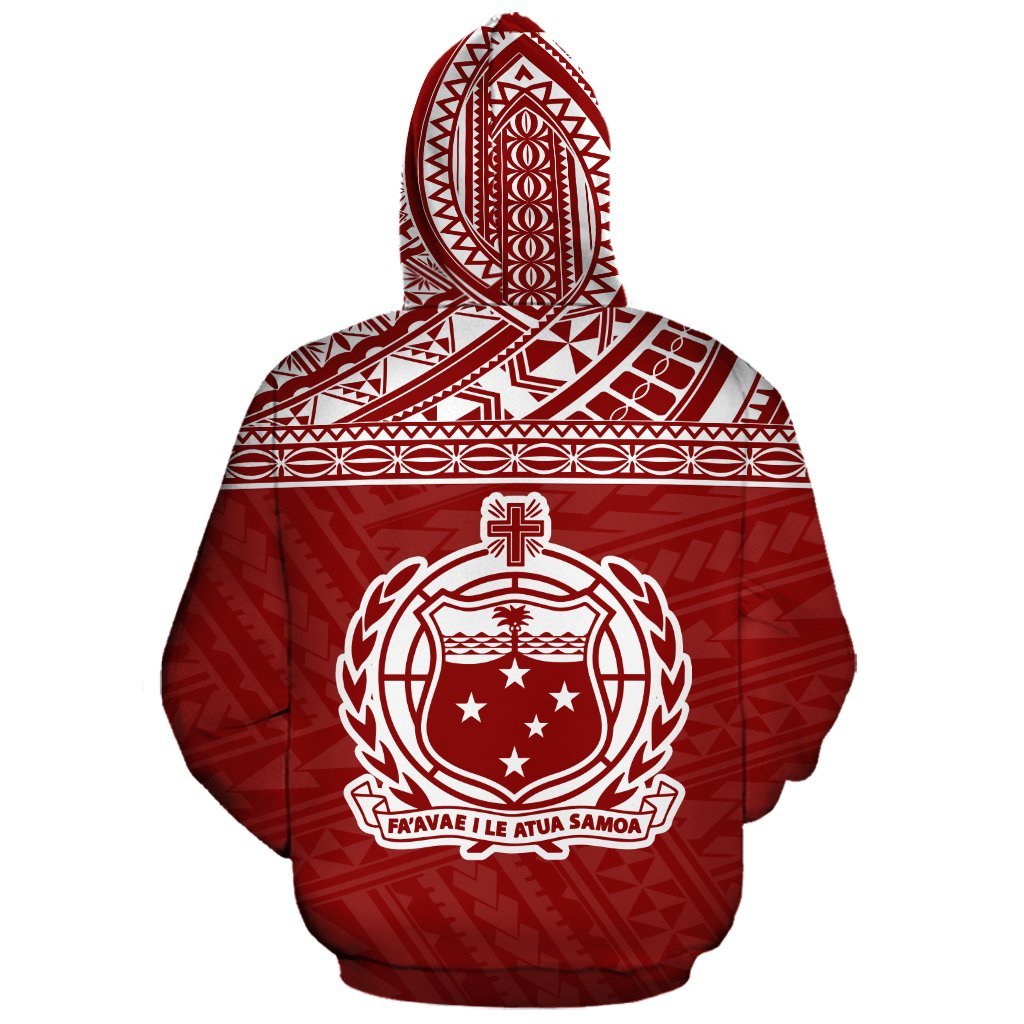 Samoa Polynesian Custom Zip up Hoodie Red Style - Polynesian Pride