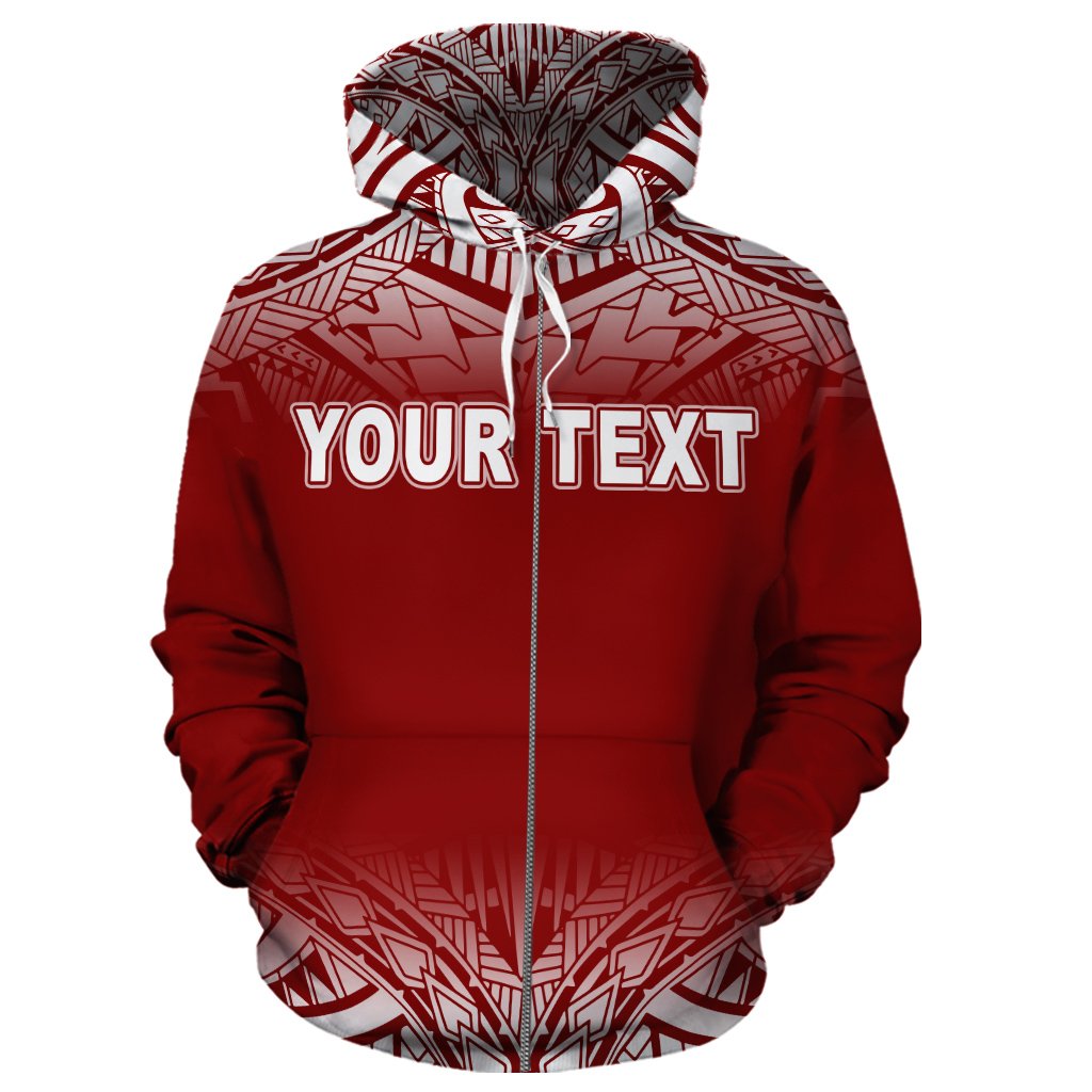 Vanuatu Polynesian Custom Zip up Hoodie Red Fog - Polynesian Pride