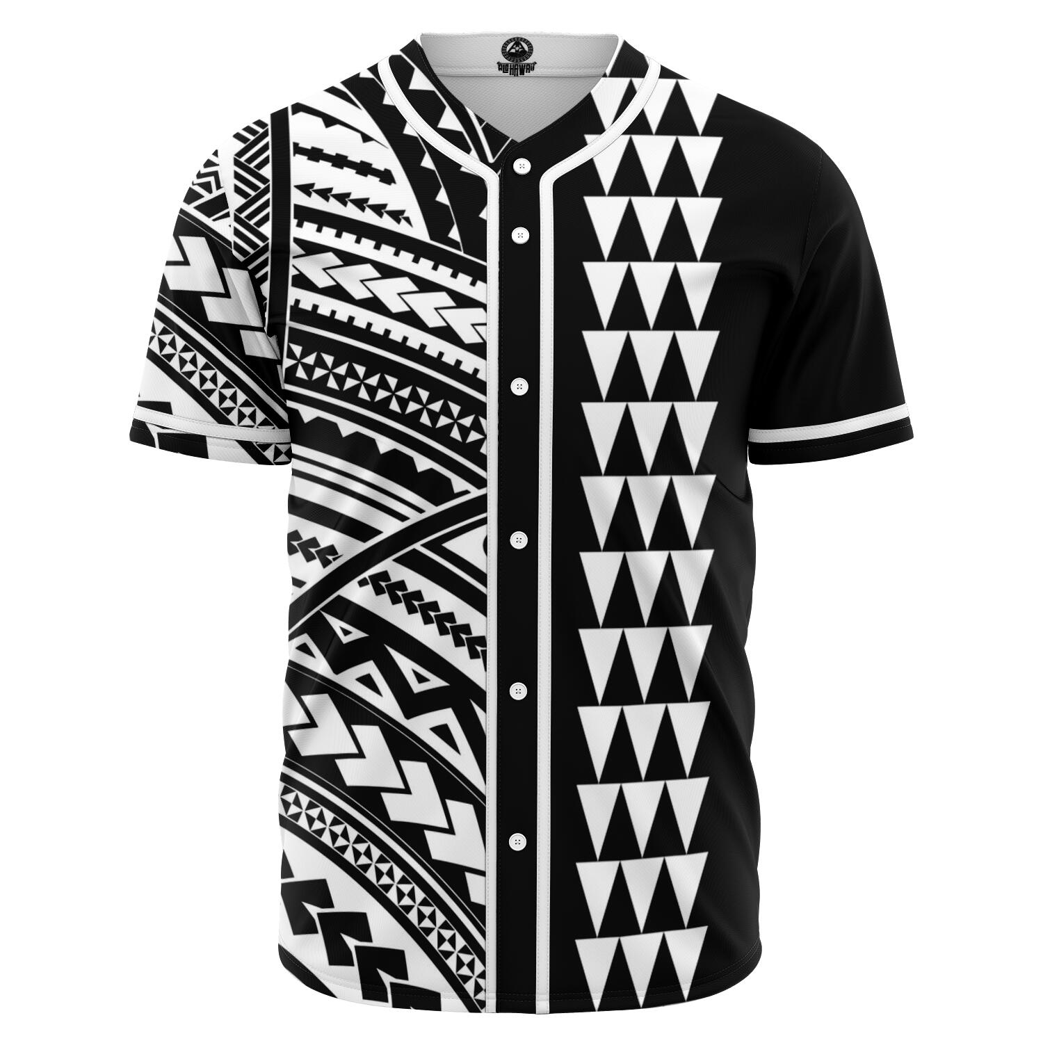 Hawaii Polynesian Kakau Baseball Jersey - Freestyle White - Polynesian Pride