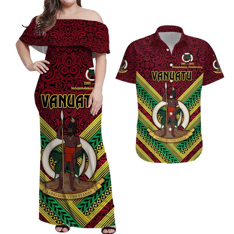 Vanuatu Matching Hawaiian Shirt and Dress Special Independence Anniversary Creative Style Red LT8 Red - Polynesian Pride