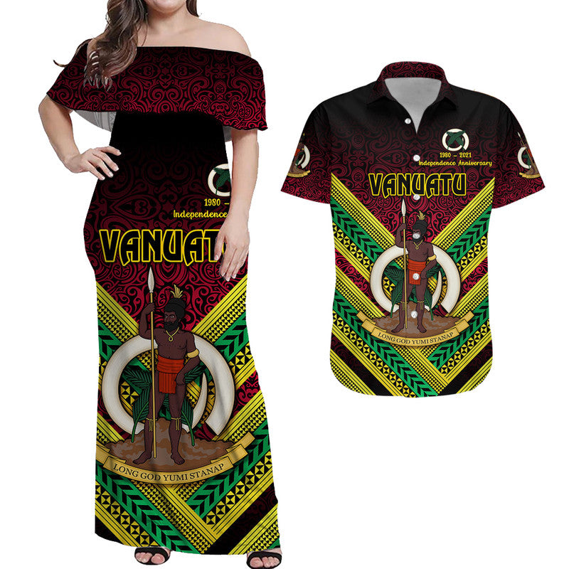 Vanuatu Matching Hawaiian Shirt and Dress Special Independence Anniversary Creative Style Gradient Red LT8 Red - Polynesian Pride