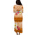 (Custom Personalised) Fiji Puletasi Dress Orange Tapa Pattern Fijian Plumeria Flowers LT13 - Polynesian Pride