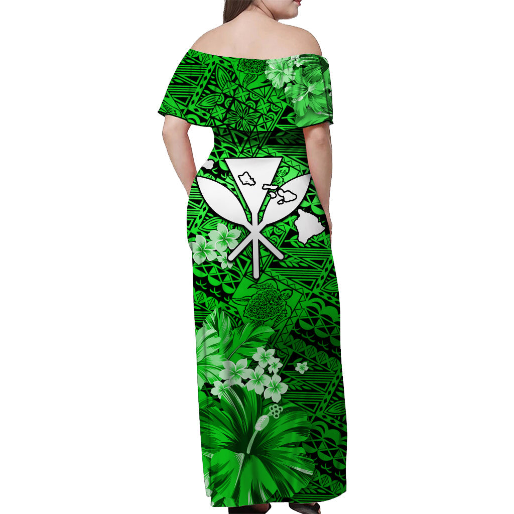 Custom Polynesian Matching Hawaiian Outfits For Couples Hawaiian Map with Kanaka Green Flowers LT13 - Polynesian Pride