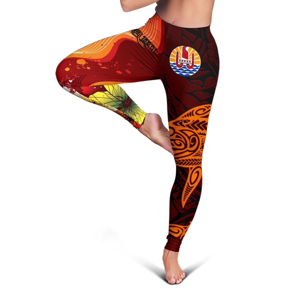 Tahiti Custom Personalised Women's Leggings - Tribal Tuna Fish - Polynesian Pride
