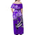 (Custom Personalised) Hawaii Off Shoulder Long Dress Polynesia Purple Sea Turtle Honu and Hammerhead Shark LT13 - Polynesian Pride