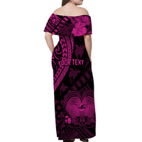 (Custom Personalised) Papua New Guinea Off Shoulder Long Dress Raggiana Birds Of Paradise Pink LT13 - Polynesian Pride